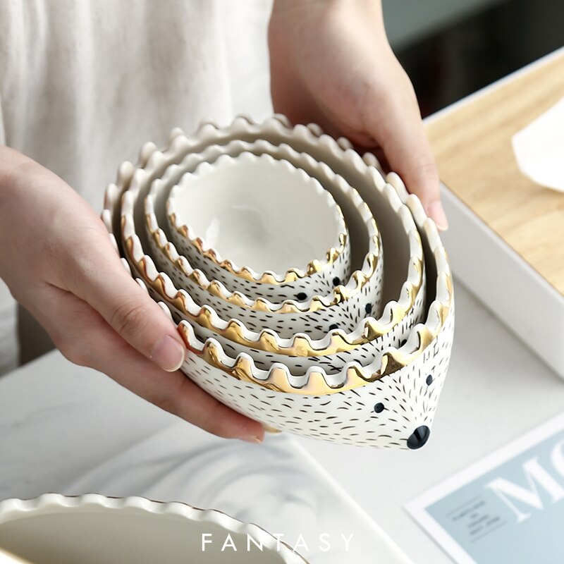 Nordic hedgehog hamster food box jewelry storage box ceramic key Storage bucket eating bowl Fruit salad bowl LB43011 trinket box