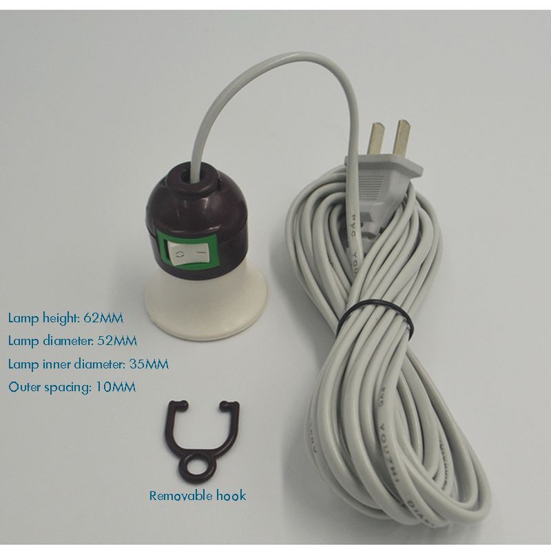 5m forlænger hængende lanterne pendel lampe ledning kabel  e27 fatning med tænd/sluk kontakt , 2- ben stik, til køkken soveværelse lys