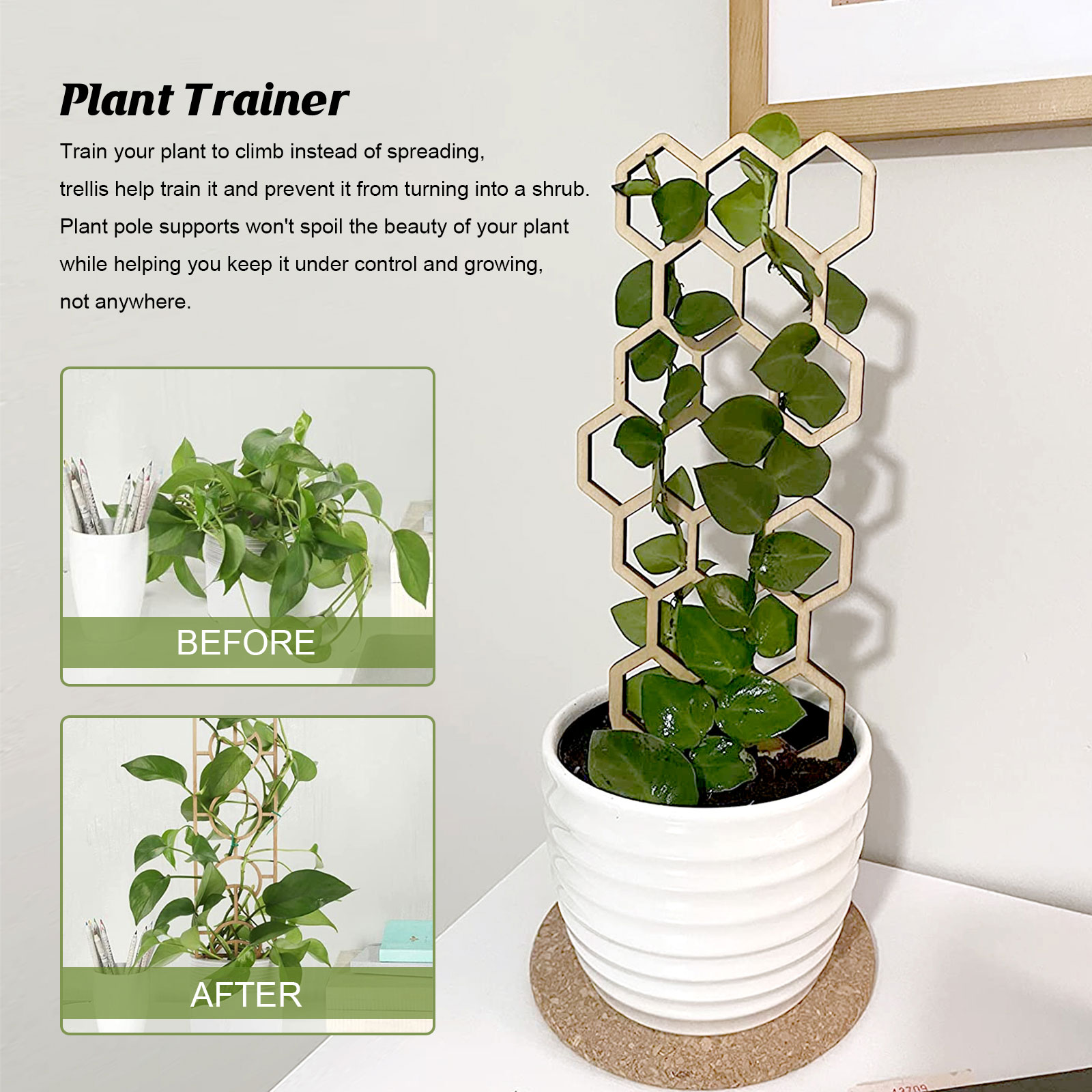 3Pc Small Trellis for Potted Plants Plants Climbing Trellis Starter Holder DIY Wooden Garden Flower Pots Stem Vines Support Pole