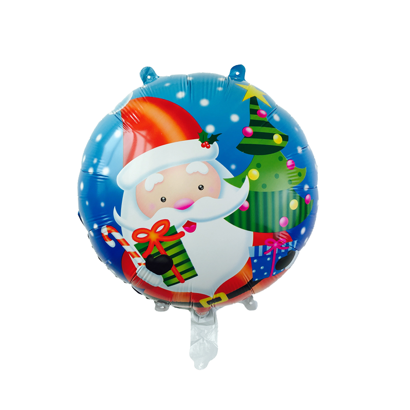 Julefest dekoration 18 tommer 5 stk runde aluminium film balloner glædelig jul børn som julemanden give: Blå nissekugle