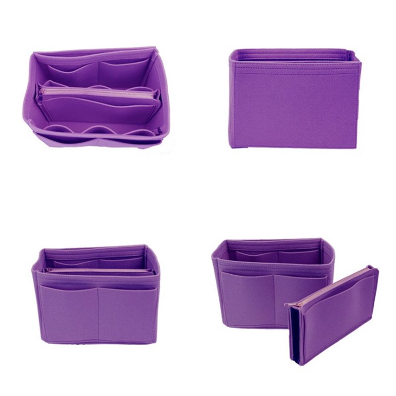 Nowe popularne damskie organizator na przybory do makijażu filcowa wkładka do woreczków wielofunkcyjna kosmetyczka podróżna do przechowywania kosmetyków: Purple