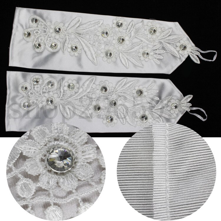 ZUOYITING White Lace Princess Bridal Gloves Female Long beaded Wedding Dresses Gloves Wedding Accesories
