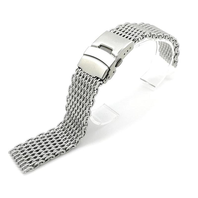 18/20/22/24mm Steel Dive Shark Mesh for Milanese Watch Bracelet Strap Band Weaving Double Snap Strap