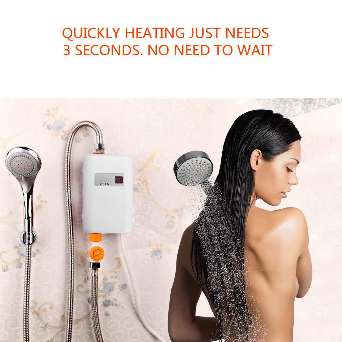 110/220V 3800W Tankless Electric Water Heater Bathroom Kitchen Instant Water Heater Temperature display Heating Shower Universal