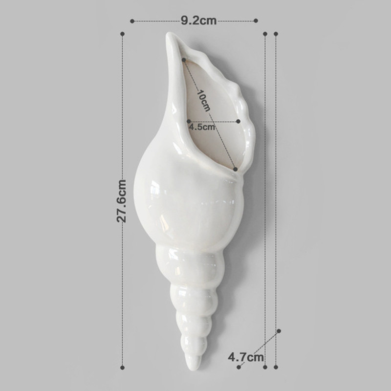 3 Soorten Moderne Witte Keramische Schelp Schelp Bloem Vaas Muur Opknoping Home Decor Woonkamer Achtergrond Muur Versierd Vaas: C