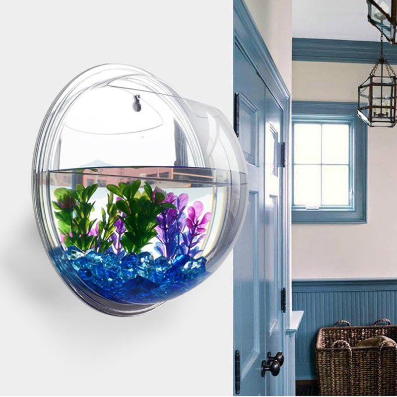 Acrylic Plexiglass Fish Bowl Wall Hanging Aquarium Tank Aquatic Pet Products Wall Mount Fish Tank for Betta fish