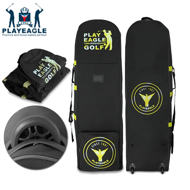Playeagle Golf Luchtvaart Tas Met Wielen Opvouwbare Dubbele Rits Lichtgewicht Trolley Cover Met Sluizen Golf Reistas