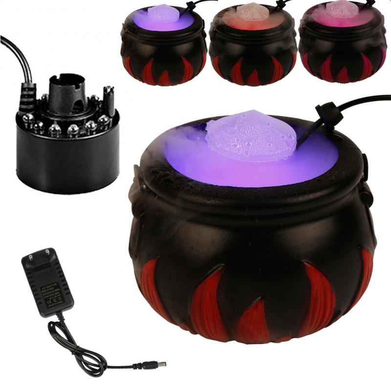 Halloween Fogger Machine Mist Maker Diy Decoraties Rook Fog Machine Kleur Veranderende Licht Halloween Heks Decoratie: red / US PLUG