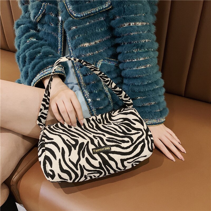 Zebra Muster Tasche Kleine Schulter Taschen für Frauen Branded Schulter Handtaschen Weibliche Hand Tasche Vintage Leinwand Trend Taschen