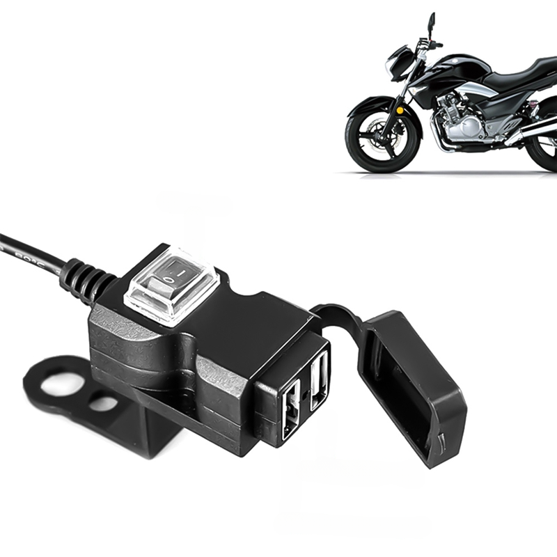 Universele Dual Usb-poort 12V Waterdichte Motorbike Stuurlader 5V 1A/2.1A Adapter Power Adapter voor Mobiele Telefoon