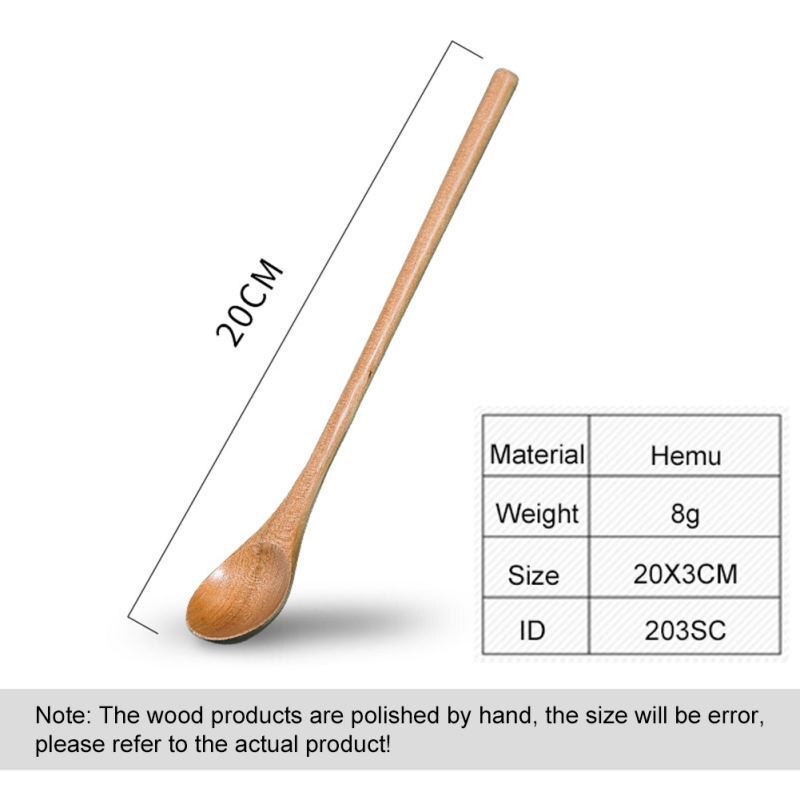 Wooden Lotus Long Handle Spoon Coffee Spoon Stirring Spoon Wooden Spoon: Light Yellow