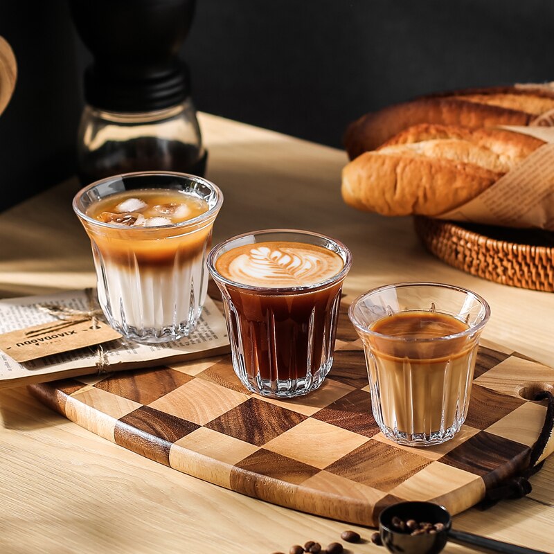 JINYOUJIA-taza de vidrio templado para Espresso, recipiente transparente hecho a mano, resistente al calor, para bebidas de té, café, Espresso