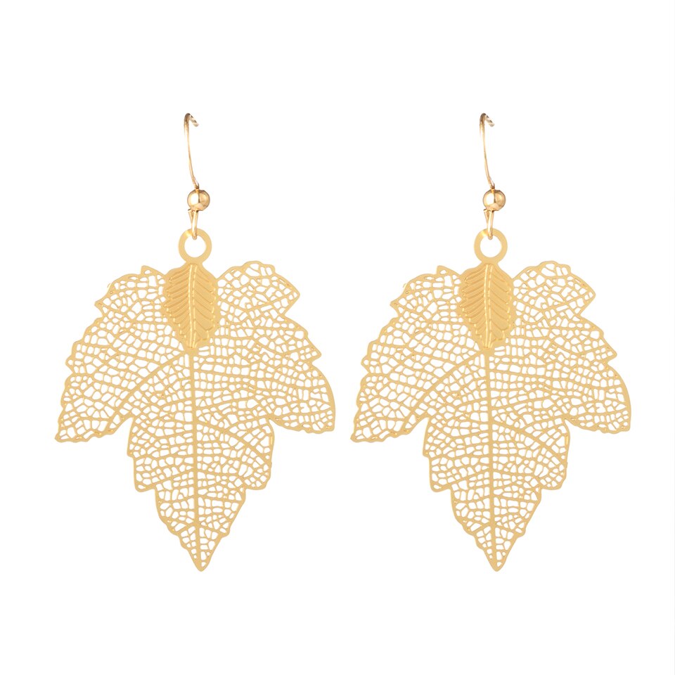 Multiple Ethnic Boho Vintage Tassel Feather Golden Leaf Dangle Earrings for Women Female Jewelry Accessories: E022168