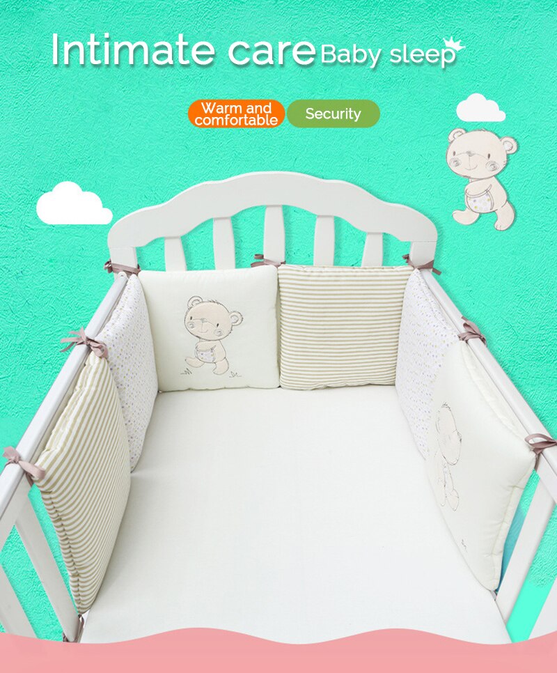 Baby Bed Bumper In The Crib Cute Secrity Breathable Warm Comfortable 6 PCS 30*30CM Soft Colors For Newborn Infants