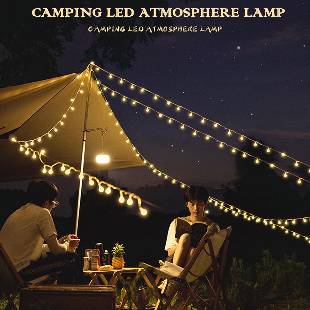 Tiras de luz LED redondas con cielo estrellado, bombillas redondas románticas para acampar, tienda de campaña, atmósfera, cadena de luz colgante para vacaciones, hogar y jardín al aire libre