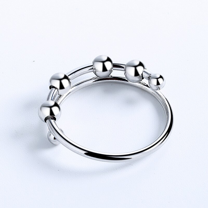 Beads Rings Rotate Freely for Women Men Anti Stress Anxiety Ring Single Coil Antistress Spiral Beads Rotate Stress Relief Toy