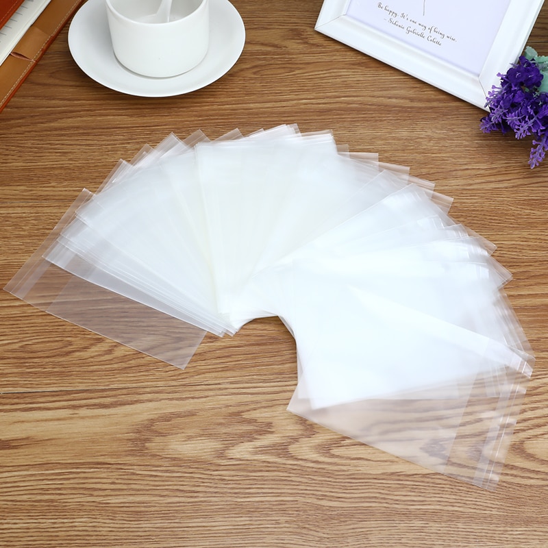 100PCS/Lot Frosted Transparent Plastic Envelopes Multi-size Cookie Dessert Bags Self-adhesive Envelope Bag Office School Supply