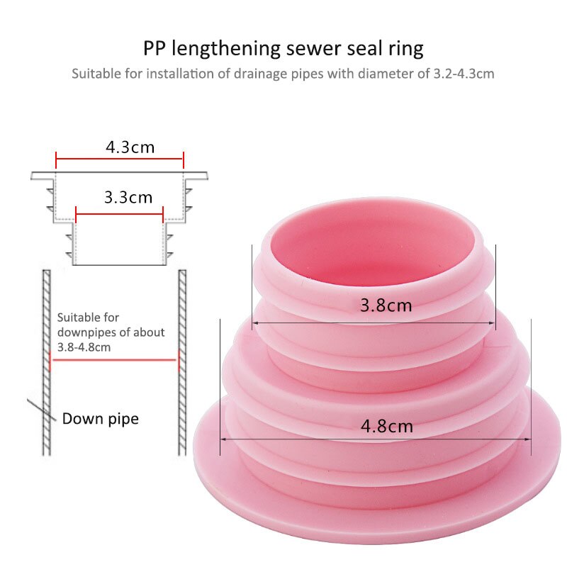 1Pcs Plastic Deodorant Wassen Machine Pijp Connector Gereedschappen Afdichting Plug Val Anti-geur Telescopische Rioolbuis Accessoires: Roze