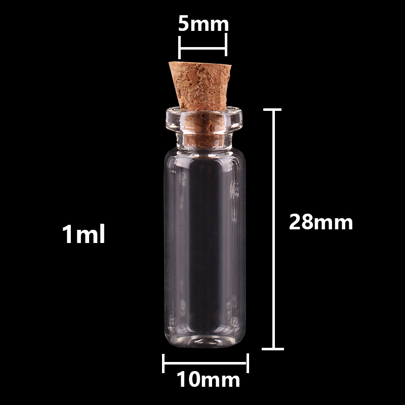 0.5Ml 0.8Ml 1Ml Mini Glazen Flessen Met Kurk Lege Spice Flessen Potten Ambachten Flesjes 300 stuks