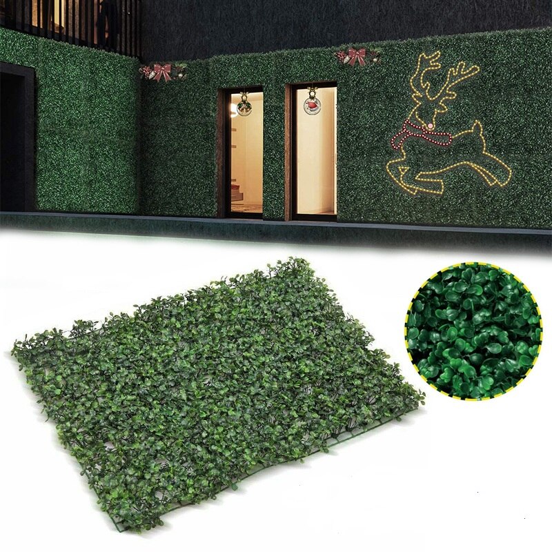 Realistic Thick Artificial Hedge Boxwood Fence Privacy Screen Panels Uv Protection Home Outdoor Green Backyard Foliage Backdrop