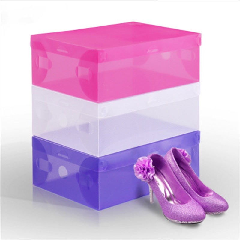 10 Uds. Caja organizadora de zapatos transparente caja de almacenamiento a prueba de polvo armario de zapatos superpuesto Clamshell organizador de zapatos Zapatero PVC
