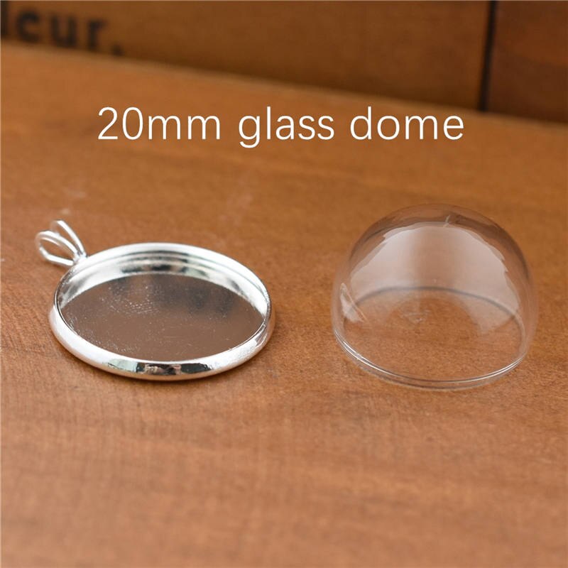 Ensemble d'accessoires de bijoux en verre creux avec base de réglage, bouteille de globe en verre orbe, pendentif de bague, accessoires de bricolage faits à la main, breton, 6 pièces: Imitation plaquée rhodium