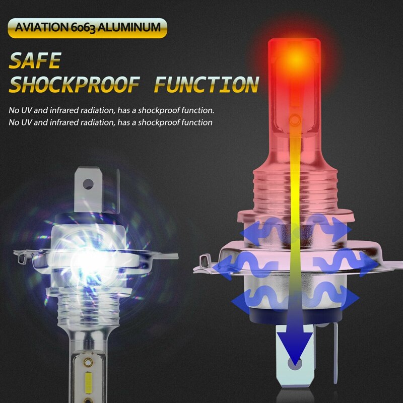 Faros LED CreeLED H4 9003 HB2, 2600W, Bombilla de haz Alto y Bajo, 6000K, xenón blanco, 2 uds.