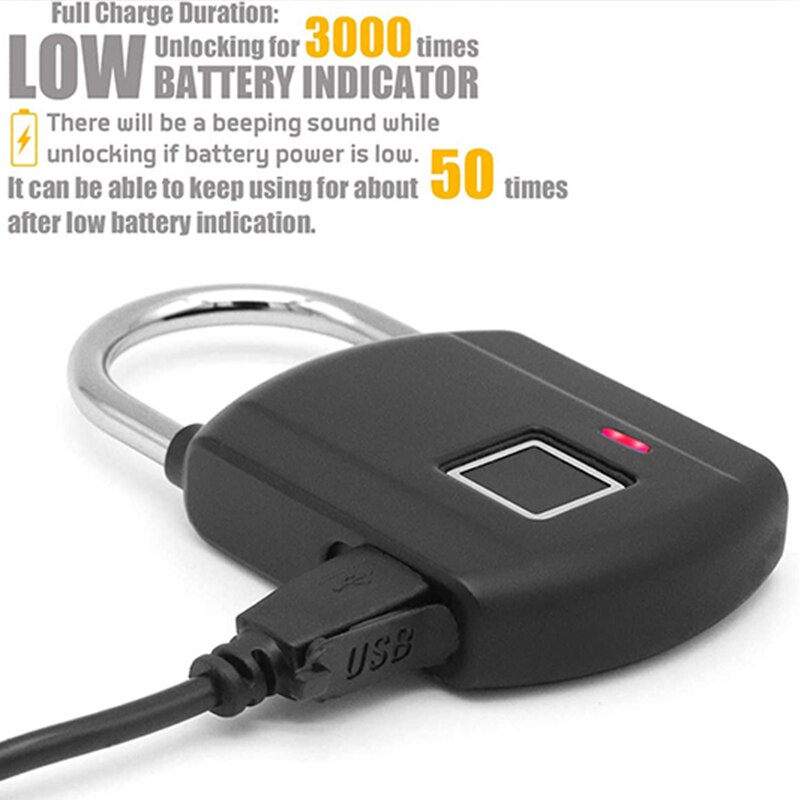 Fingerprint Padlock IP65 Waterproof Smart Padlock Security Biometric Padlock Thumbprint Locks for Outdoor/Gym Locker