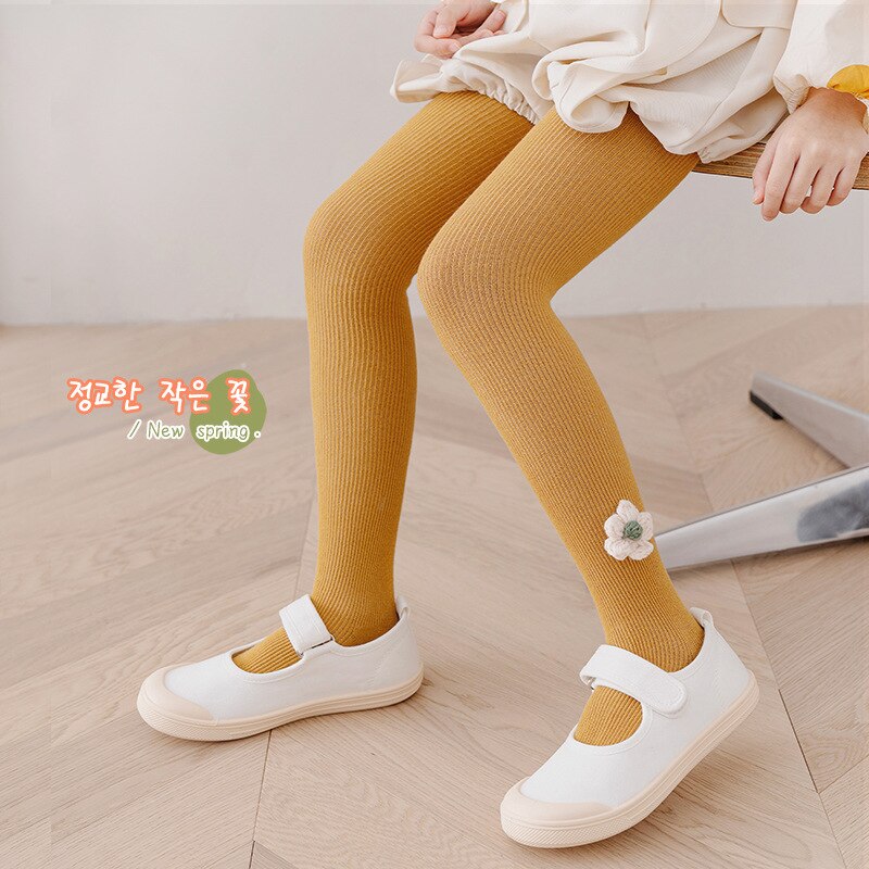Spring Kids Baby Girls Flower Stockings Cute Solid Pantyhose Stylish Tights Pantyhose for Children Girls 2-8Y