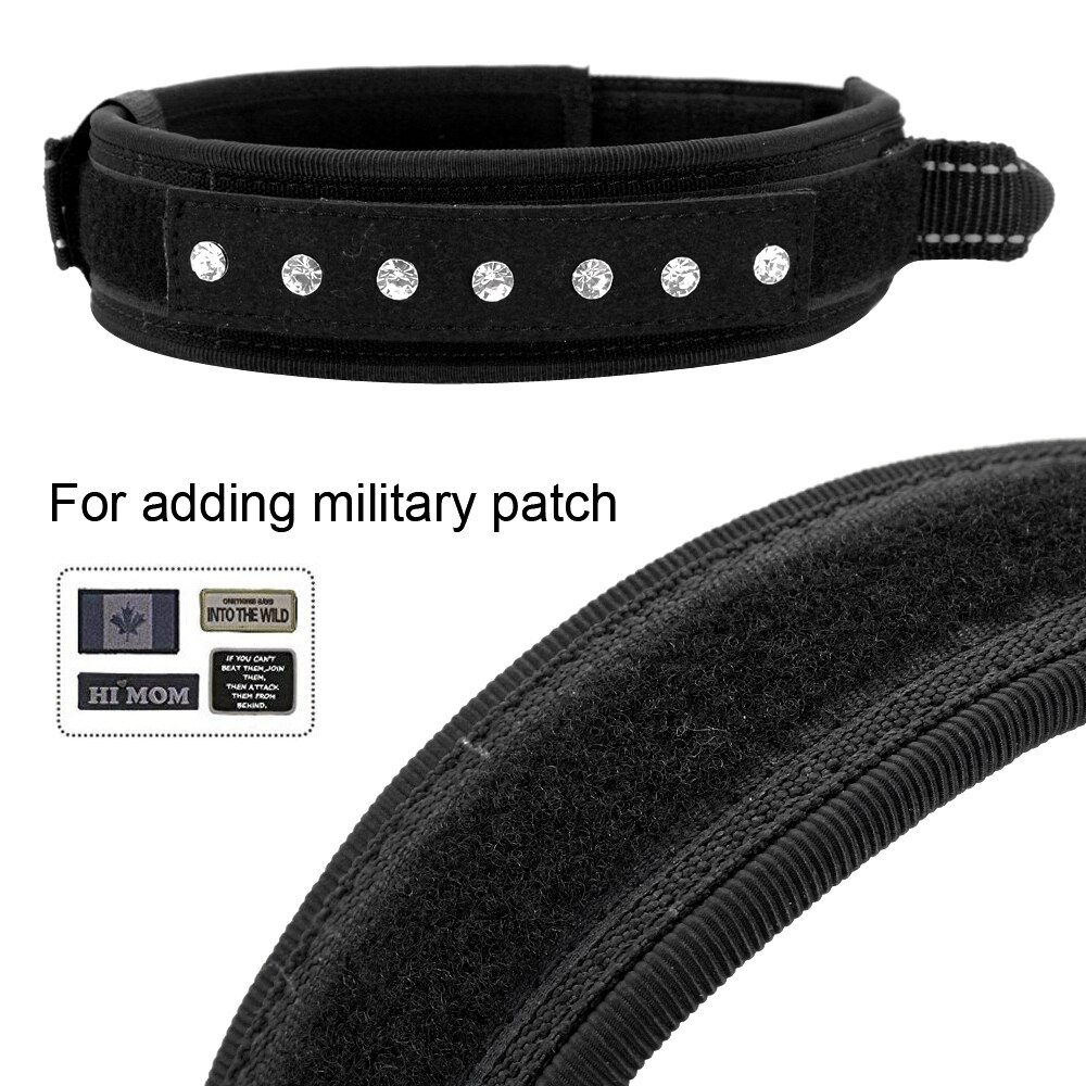 Dog Collar Reflective Nylon Training German Shepherd Collars Rhinestone Pet Collar For Medium Large Big Dogs Pitbull Terrier