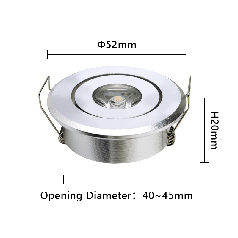 6pcs Led Mini Downlight 1W 3W Dimmable Spot Light Recessed Lamp AC85-265V Ceiling Light Aluminium 52mm With Driver: green / 1w / Brown
