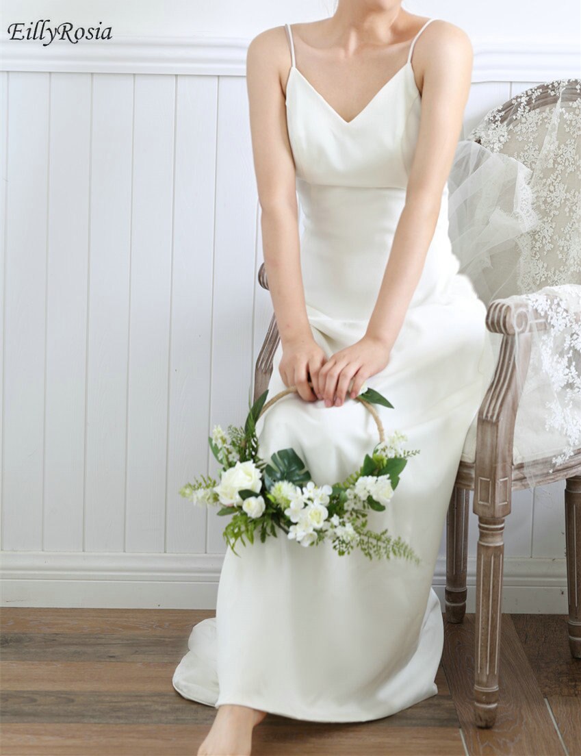 Eillyrosia exclusieve scandinavische ronde clutch krans wit groen eenvoudige bruiloft decoratie windgong bruidsmeisje met bloemen