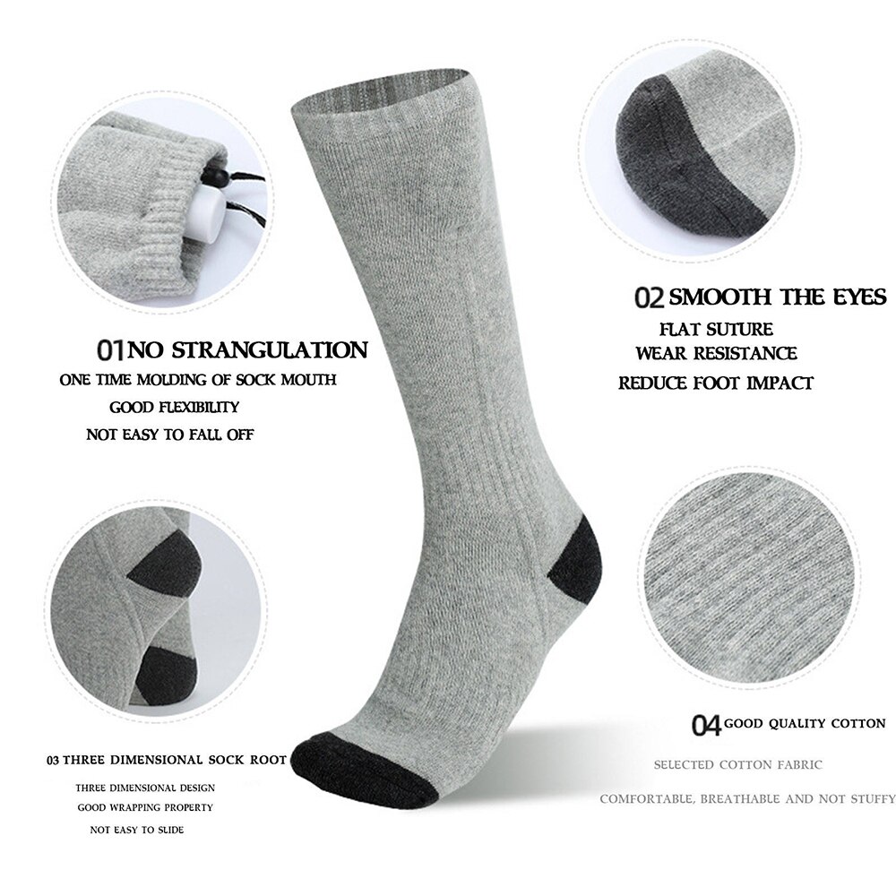 Unisex Winter Heated Socks With Battery Rechargeable Temperature Adjustable Electric Carbon Fiber Heating Warm Feet Cotton Sock