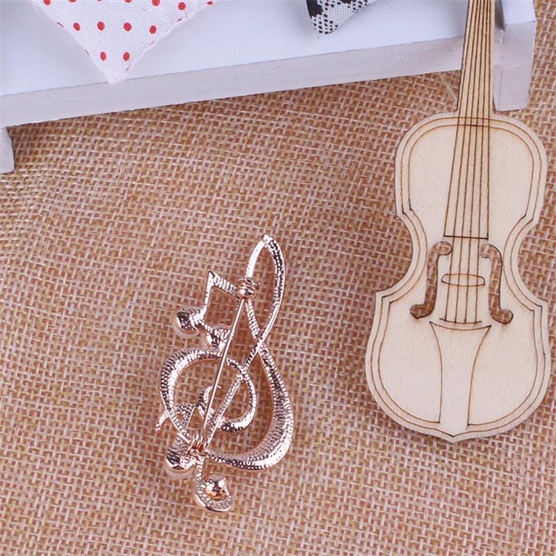 Frauen Strass Musik Hinweis Schal Brosche Rose Gold Violinschlüssel Stift Schmuck