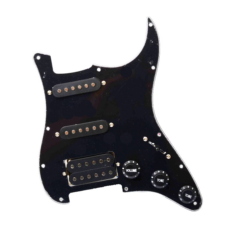 Flerfarvet elektrisk guitarpladebeskyttelse og sort ssh-indlæst forbundet bundplademontering