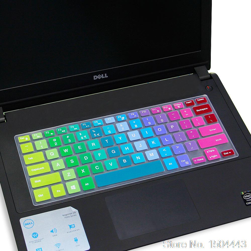 For DELL Inspiron 14 7000 7460 7472 7447 7437 3442 3443 5447 7570 14 inch Silicone laptop keyboard Protector skin: rainbow