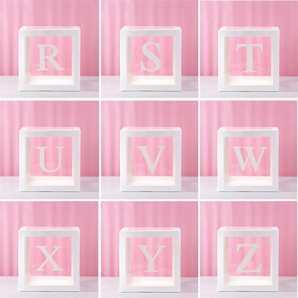 Alphabet transparent Verpackung Kasten Hochzeit Ballon Kasten Plastik Ballon Kasten Geburtstag Hochzeit Party Dekor Buchstabe Würfel transparent