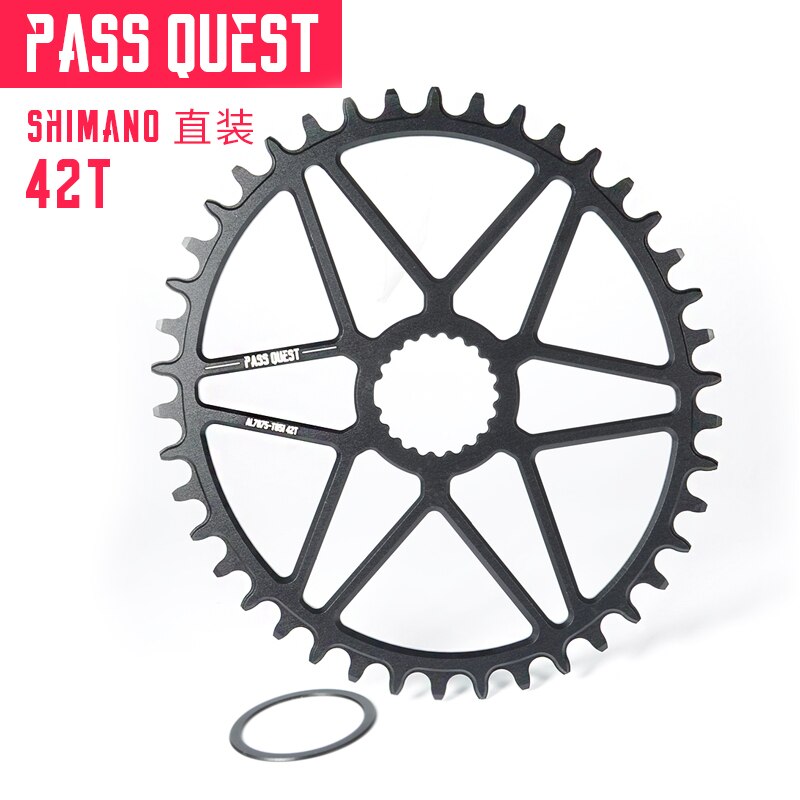 PASS QUEST oval bike Chainring 30/32/34/36/38/40T MTB Narrow Wide Bicycle Chainwheel for deore xt M7100 M8100 M9100 12S Crankset: oval 42T black