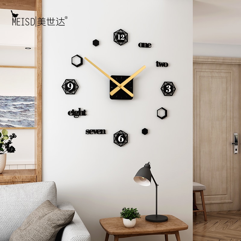 Sterren Diy Silent Acryl Grote Decoratieve Cijfers Wandklok Modern Woonkamer Home Decoration Muur Horloge Muurstickers