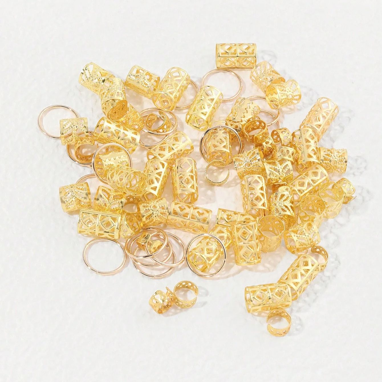 80 Uds. Anillo para el cabello ahuecado, cuentas para rastas, anillos para trenzas de cabello, Clips, cerraduras para rastas, trenzado de cabello, puños de Metal, decoración/accesorios