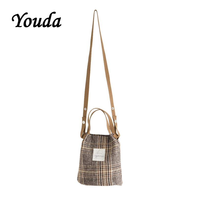 Youda winter vintage lattice lazy style wollen messenger bag dames veelzijdige schoudertassen