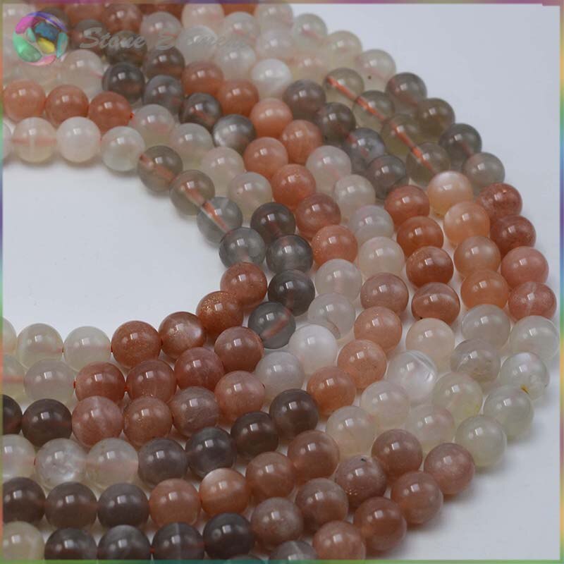 Buona Qualità di colore Misto Naturale di Pietra di luna Branelli Allentati Rotondi 6mm, 8mm, 10mm