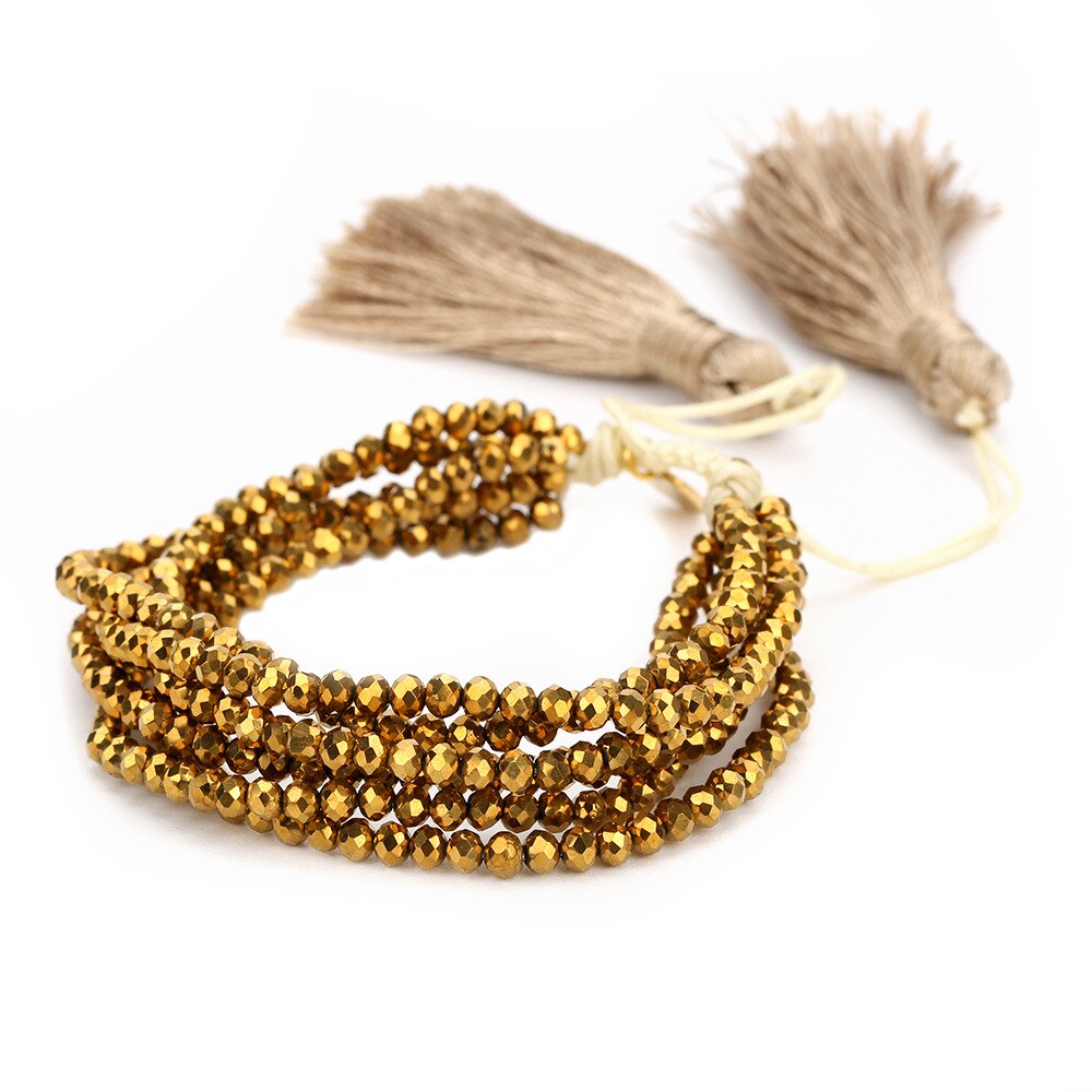 Miyuki Beaded Bracelets Tassel Crystal Gold Black Charm Bracelets Bohe Jewelry women girls