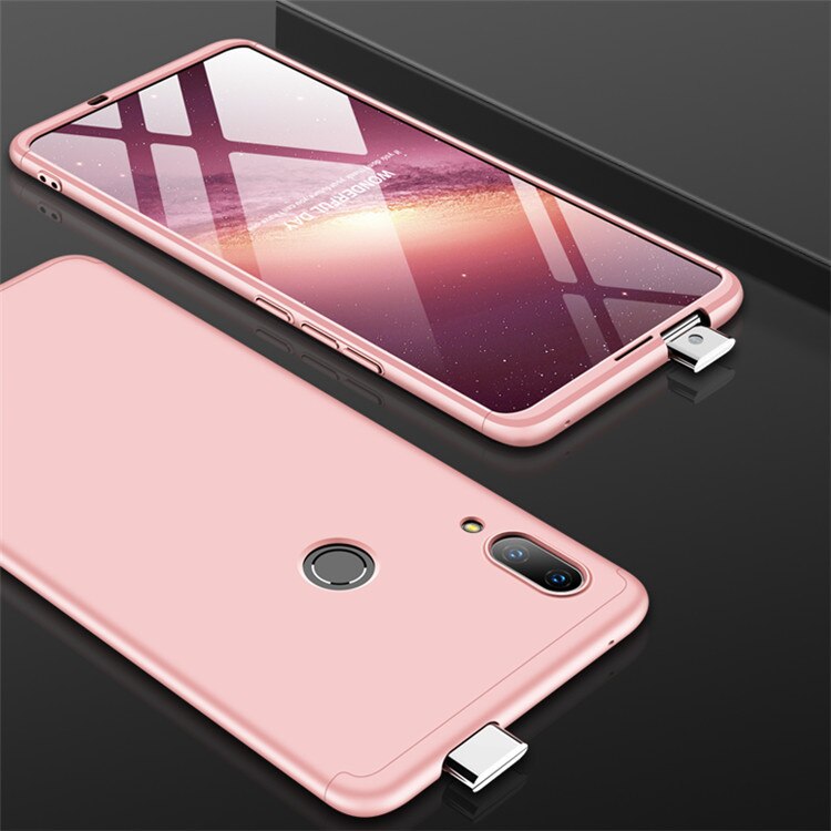 360 fuldt stødsikkert etui til huawei p smart z etui 3 in 1 hårdt pc cover cover til huawei p smart z smartz psmartz stk -lx1 capa: Rose guld