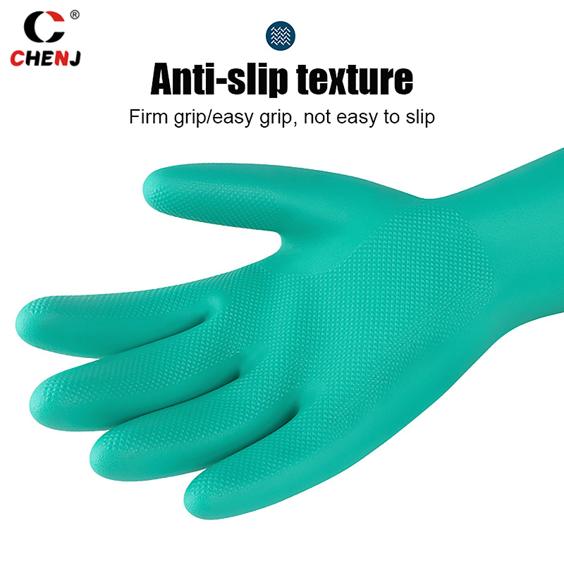 1 Paar Dikke Nitril Handschoenen-Chemische Zuurbestendige Waterdichte Lange Mouw Handschoenen Voor Tuinieren Chemisch Schilderen, Latex Vrij