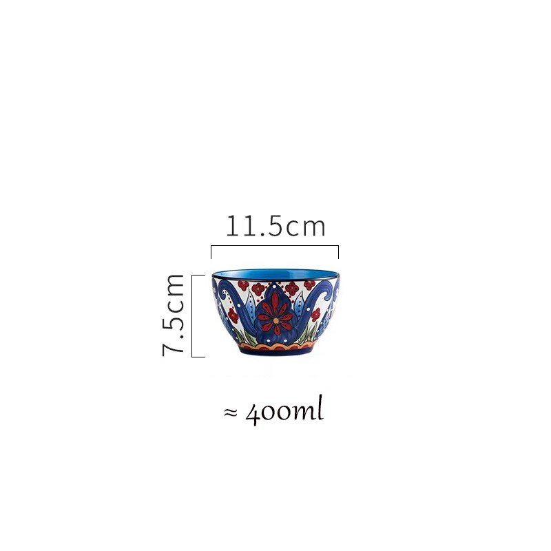 Bohemia Style Ceramic Dinner Plate Set Steak Salad Sushi Fish Plate Soup Rice Bowl Milk Coffee Mug Cup: 4.5inch bowl