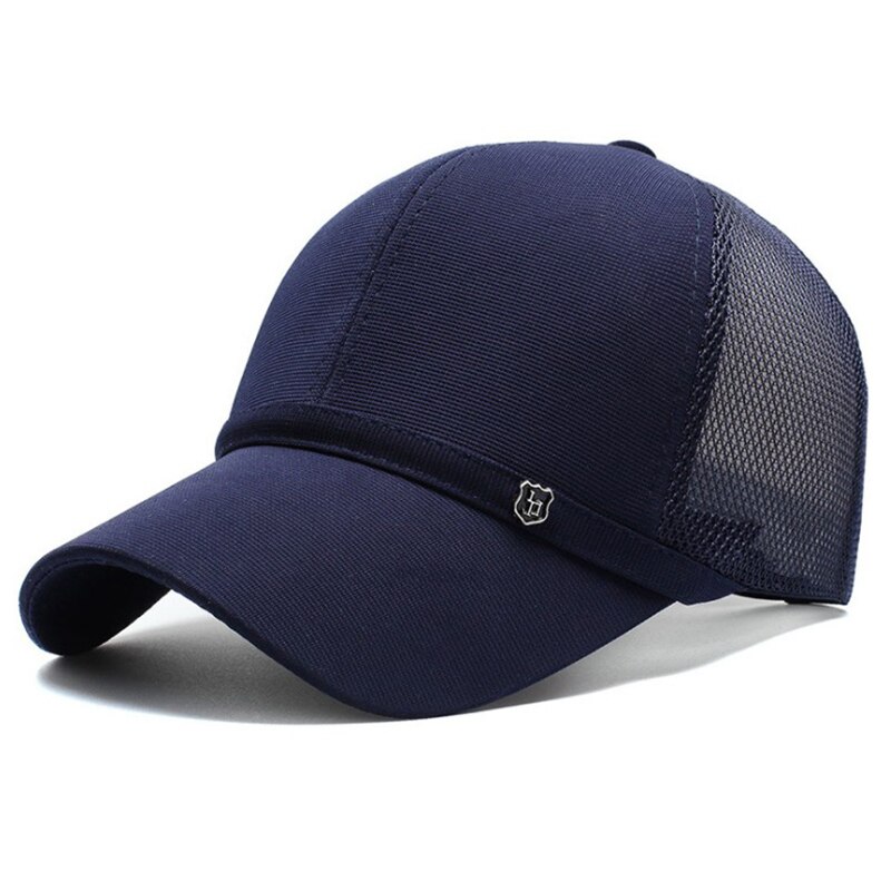 Goedkope zomerse mesh hoeden, baseballpet voor heren, ademende dunne pet voor buiten, zonnehoed met klep voor dames, effen petten: Blauw gaas