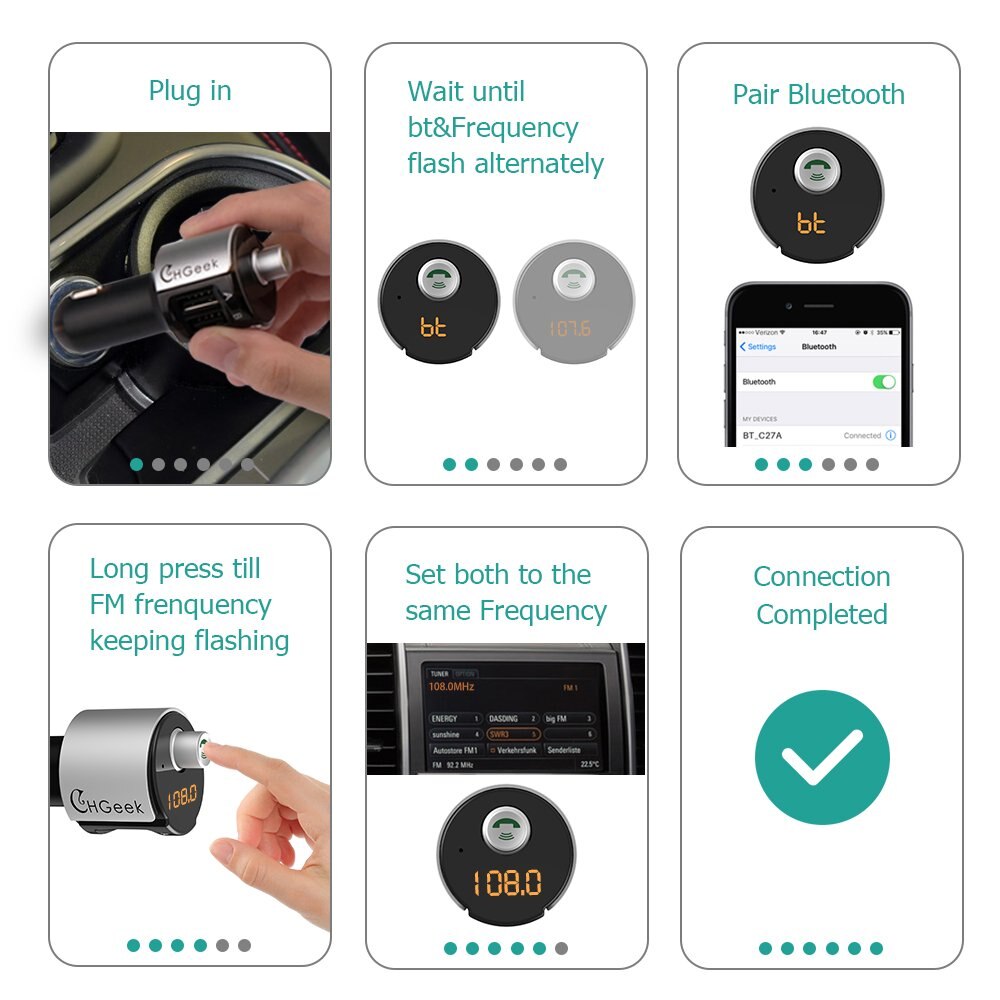 1 pcs Transmitter 12-24v Bluetooth car transmitter Dual USB LED Display