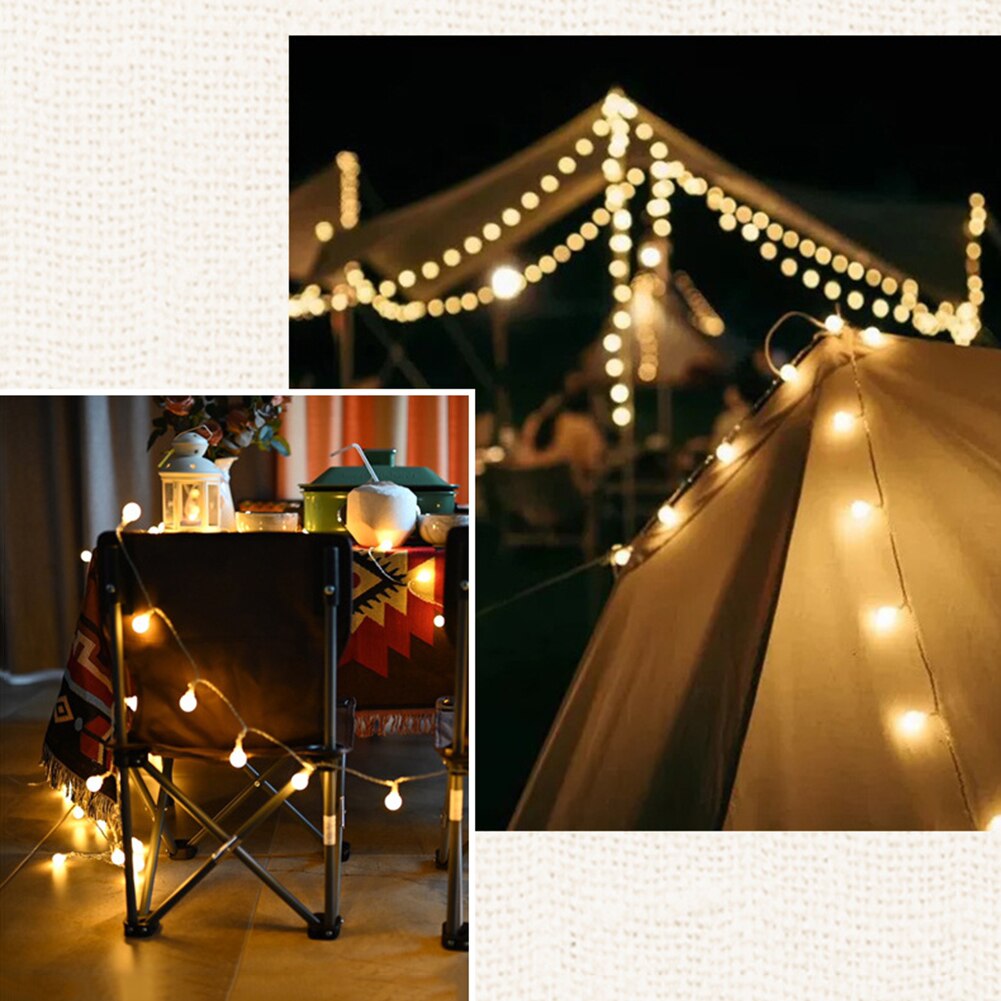 Tiras de luz LED redondas con cielo estrellado, bombillas redondas románticas para acampar, tienda de campaña, atmósfera, cadena de luz colgante para vacaciones, hogar y jardín al aire libre