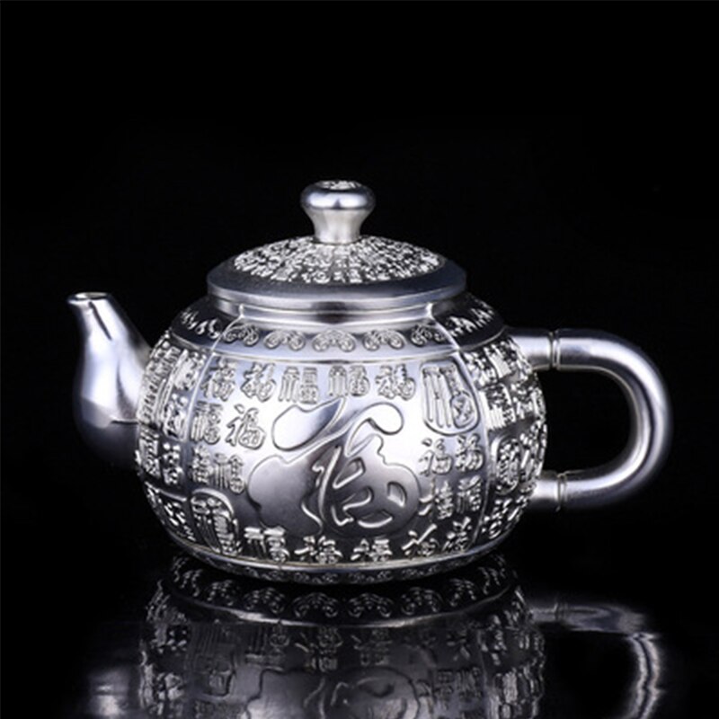 Service à thé en argent et or, haut de gamme, théière faite à la main, service à thé Kung Fu chinois, de cérémonie, une théière et quatre tasses